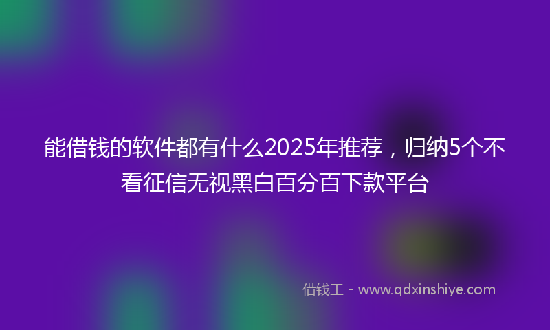 能借钱的软件都有什么2025年推荐，归纳5个不看征信无视黑白百分百下款平台