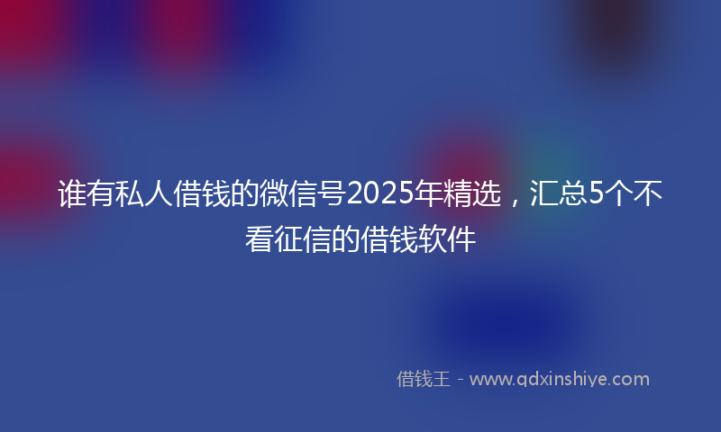 谁有私人借钱的微信号2025年精选，汇总5个不看征信的借钱软件