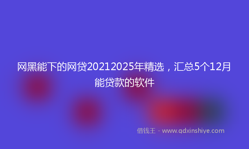 网黑能下的网贷20212025年精选，汇总5个12月能贷款的软件