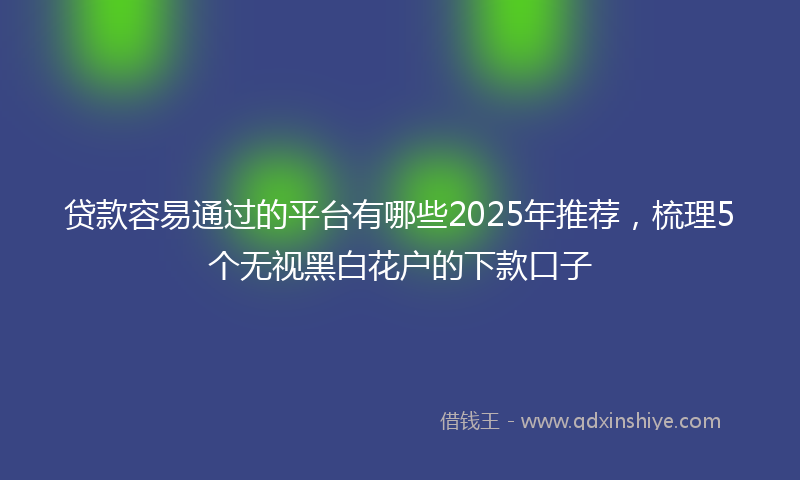 贷款容易通过的平台有哪些2025年推荐，梳理5个无视黑白花户的下款口子