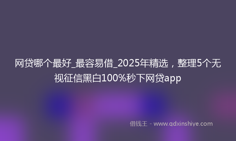 网贷哪个最好_最容易借_2025年精选，整理5个无视征信黑白100%秒下网贷app