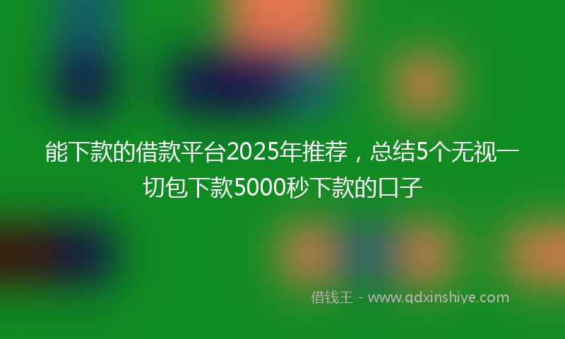 能下款的借款平台2025年推荐，总结5个无视一切包下款5000秒下款的口子
