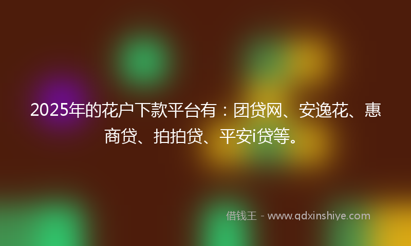 2025年的花户下款平台有：团贷网、安逸花、惠商贷、拍拍贷、平安i贷等。
