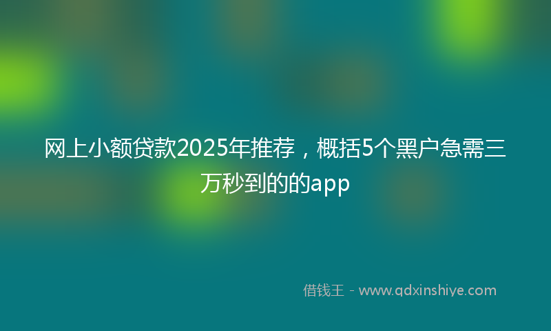 网上小额贷款2025年推荐，概括5个黑户急需三万秒到的的app