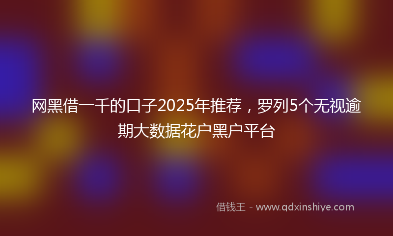 网黑借一千的口子2025年推荐，罗列5个无视逾期大数据花户黑户平台