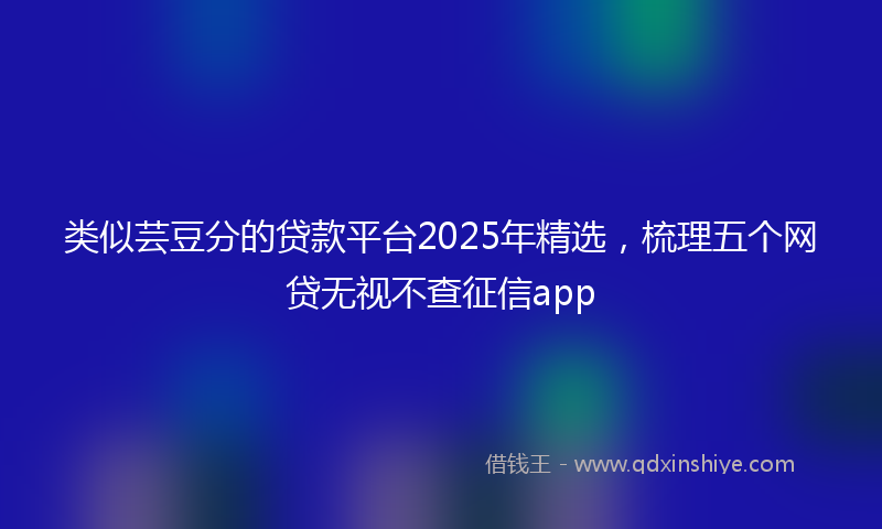 类似芸豆分的贷款平台2025年精选，梳理五个网贷无视不查征信app