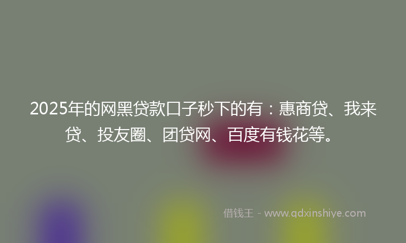 2025年的网黑贷款口子秒下的有：惠商贷、我来贷、投友圈、团贷网、百度有钱花等。