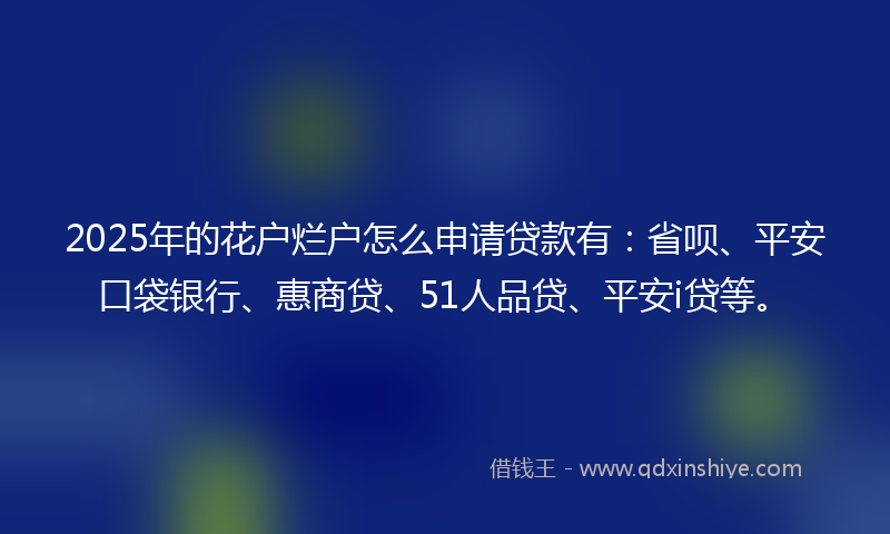 2025年的花户烂户怎么申请贷款有：省呗、平安口袋银行、惠商贷、51人品贷、平安i贷等。