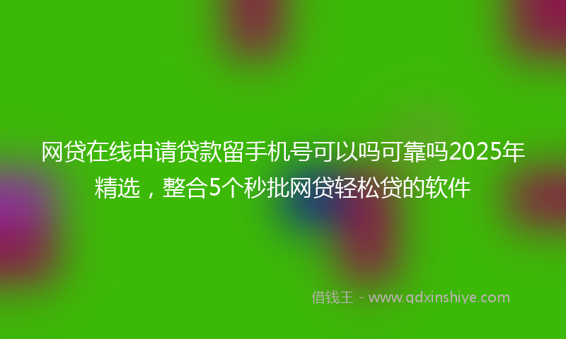 网贷在线申请贷款留手机号可以吗可靠吗2025年精选，整合5个秒批网贷轻松贷的软件
