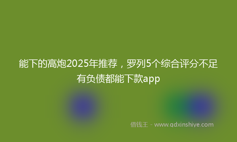 能下的高炮2025年推荐，罗列5个综合评分不足有负债都能下款app