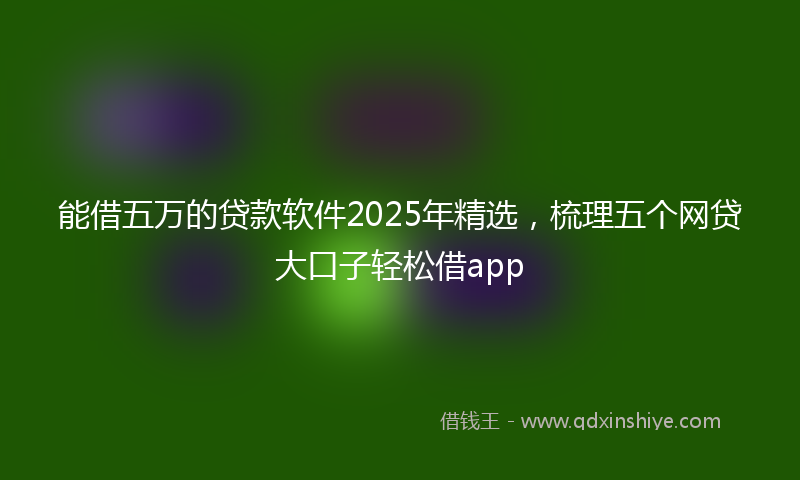 能借五万的贷款软件2025年精选，梳理五个网贷大口子轻松借app
