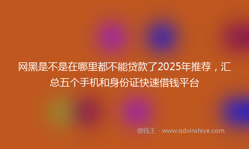 网黑是不是在哪里都不能贷款了2025年推荐，汇总五个手机和身份证快速借钱平台