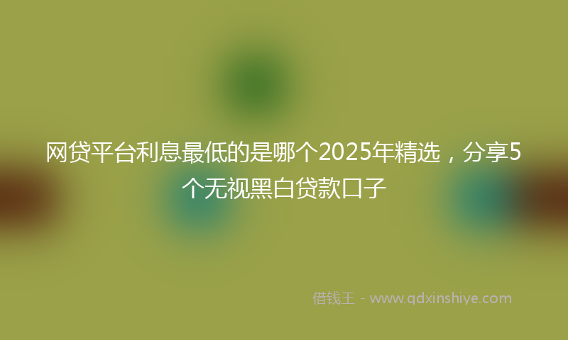 网贷平台利息最低的是哪个2025年精选，分享5个无视黑白贷款口子