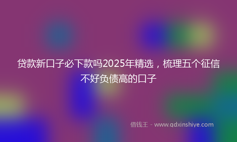 贷款新口子必下款吗2025年精选，梳理五个征信不好负债高的口子