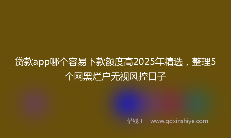 贷款app哪个容易下款额度高2025年精选，整理5个网黑烂户无视风控口子