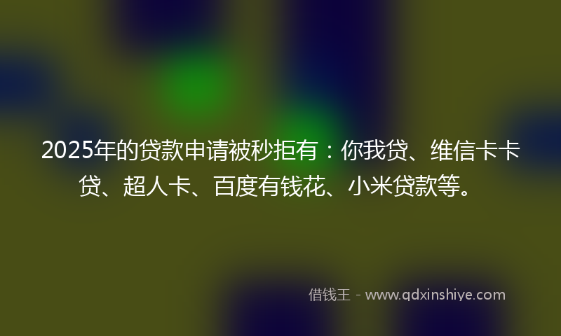 2025年的贷款申请被秒拒有：你我贷、维信卡卡贷、超人卡、百度有钱花、小米贷款等。