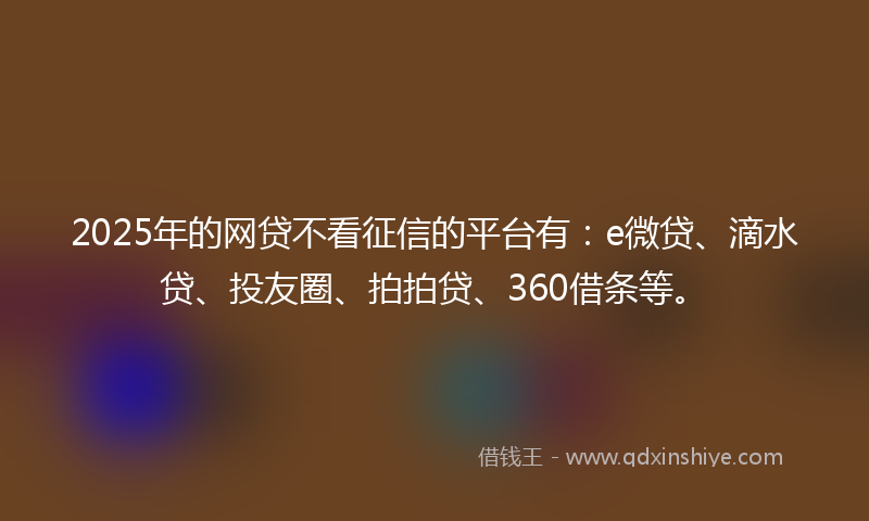 2025年的网贷不看征信的平台有：e微贷、滴水贷、投友圈、拍拍贷、360借条等。
