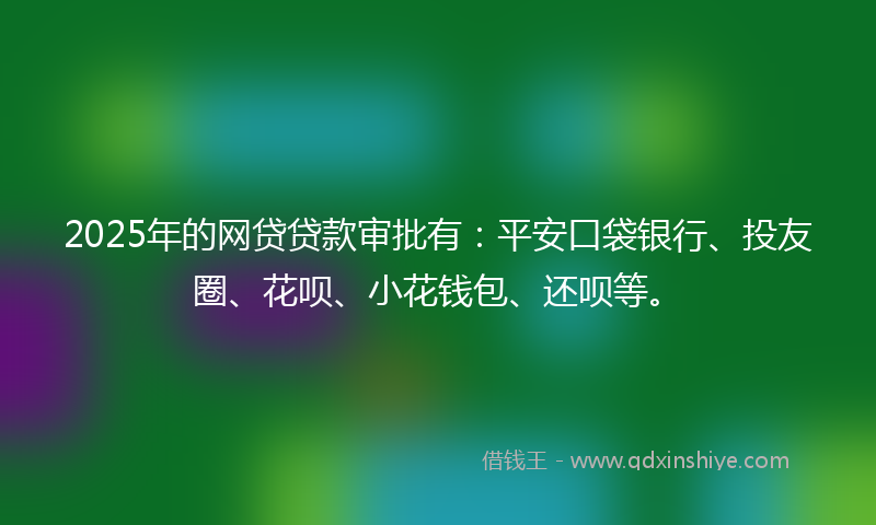 2025年的网贷贷款审批有：平安口袋银行、投友圈、花呗、小花钱包、还呗等。