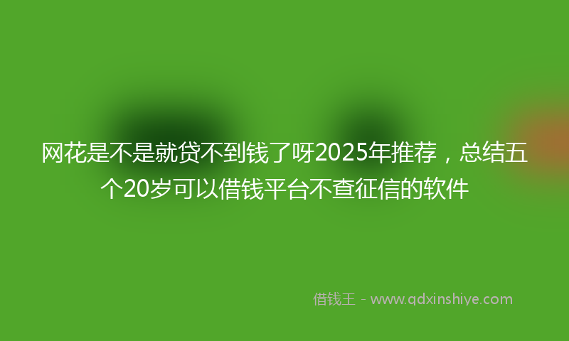 网花是不是就贷不到钱了呀2025年推荐，总结五个20岁可以借钱平台不查征信的软件