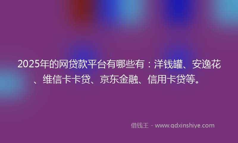 2025年的网贷款平台有哪些有：洋钱罐、安逸花、维信卡卡贷、京东金融、信用卡贷等。