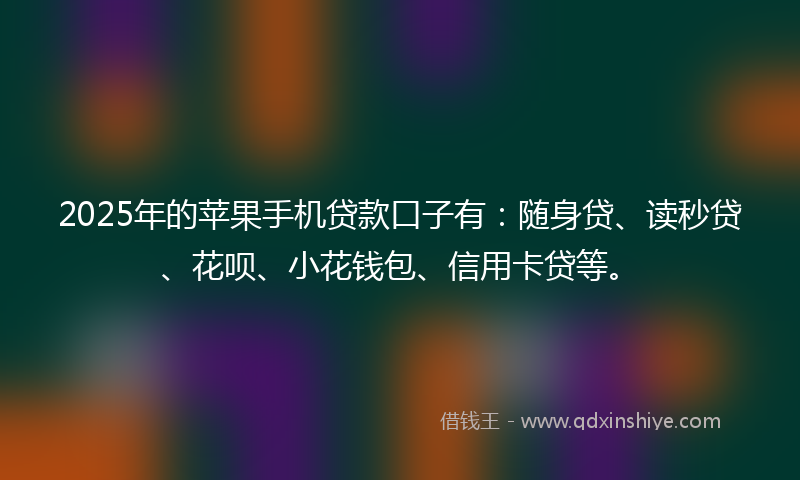 2025年的苹果手机贷款口子有：随身贷、读秒贷、花呗、小花钱包、信用卡贷等。