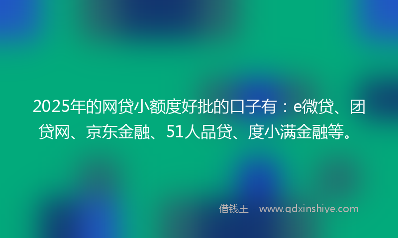 2025年的网贷小额度好批的口子有：e微贷、团贷网、京东金融、51人品贷、度小满金融等。