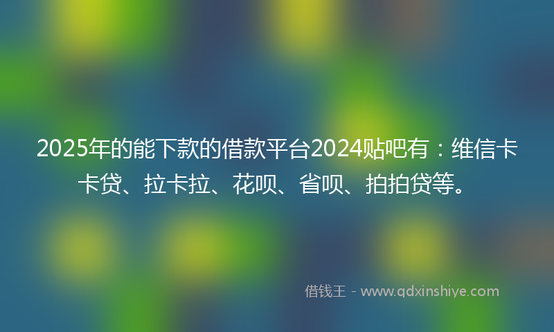 2025年的能下款的借款平台2024贴吧有：维信卡卡贷、拉卡拉、花呗、省呗、拍拍贷等。