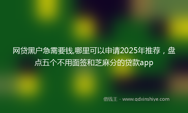 网贷黑户急需要钱,哪里可以申请2025年推荐，盘点五个不用面签和芝麻分的贷款app