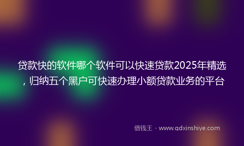 贷款快的软件哪个软件可以快速贷款2025年精选，归纳五个黑户可快速办理小额贷款业务的平台