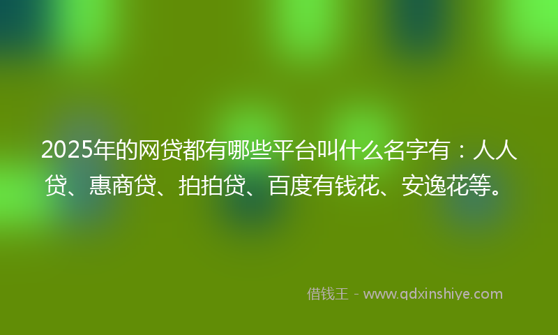 2025年的网贷都有哪些平台叫什么名字有：人人贷、惠商贷、拍拍贷、百度有钱花、安逸花等。