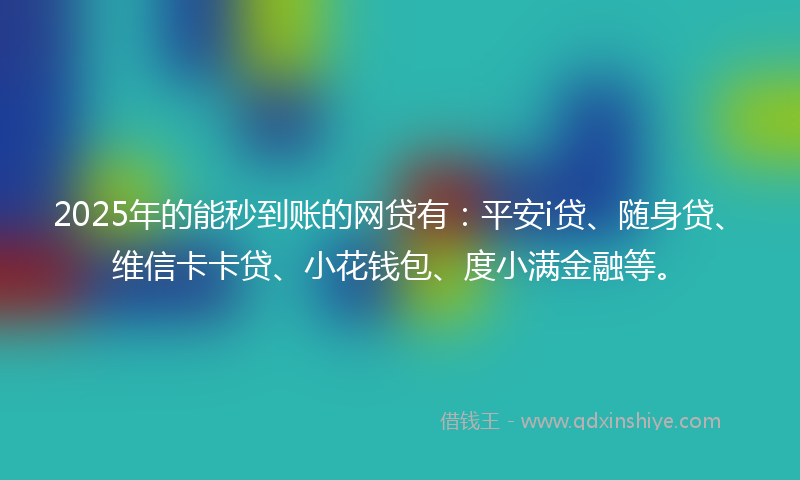 2025年的能秒到账的网贷有：平安i贷、随身贷、维信卡卡贷、小花钱包、度小满金融等。