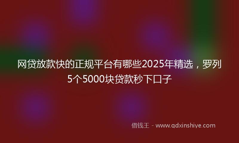 网贷放款快的正规平台有哪些2025年精选，罗列5个5000块贷款秒下口子