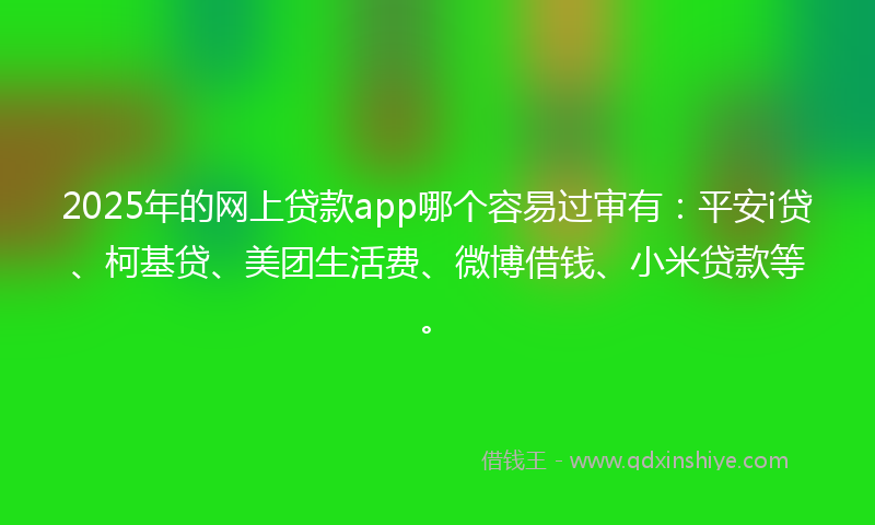 2025年的网上贷款app哪个容易过审有：平安i贷、柯基贷、美团生活费、微博借钱、小米贷款等。