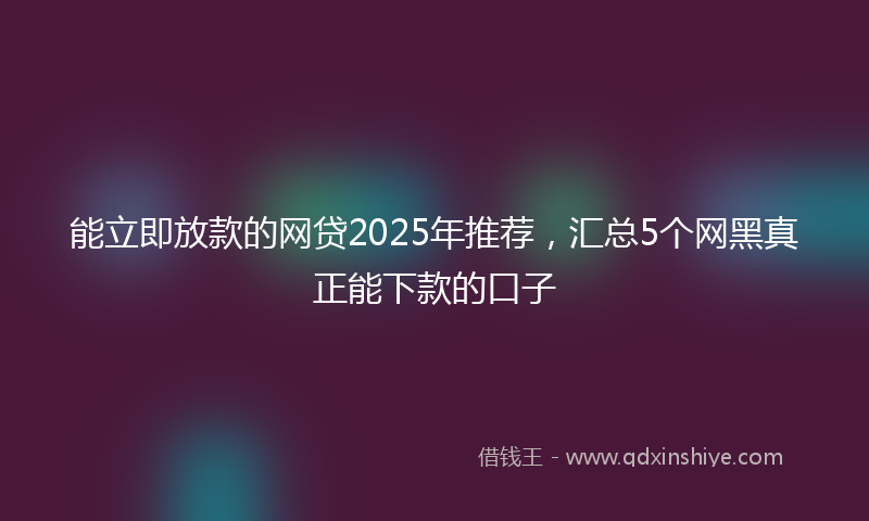 能立即放款的网贷2025年推荐，汇总5个网黑真正能下款的口子