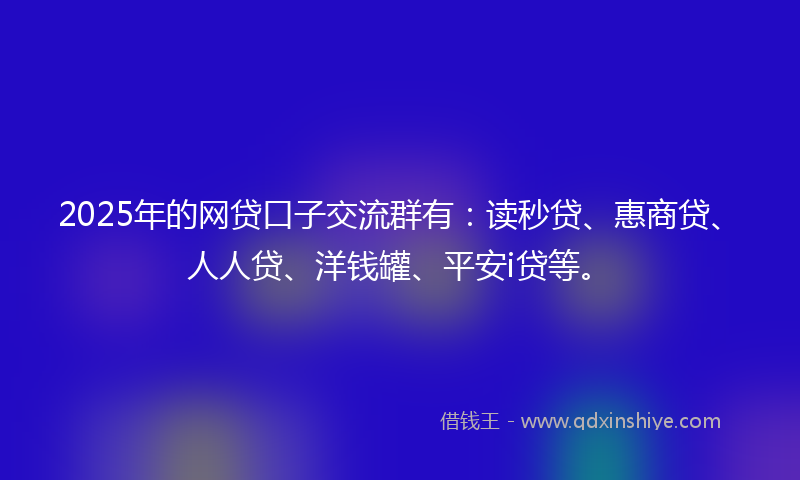2025年的网贷口子交流群有：读秒贷、惠商贷、人人贷、洋钱罐、平安i贷等。