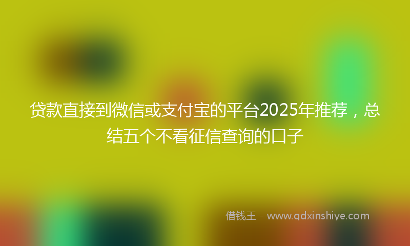 贷款直接到微信或支付宝的平台2025年推荐，总结五个不看征信查询的口子