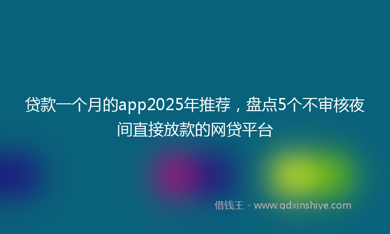 贷款一个月的app2025年推荐，盘点5个不审核夜间直接放款的网贷平台