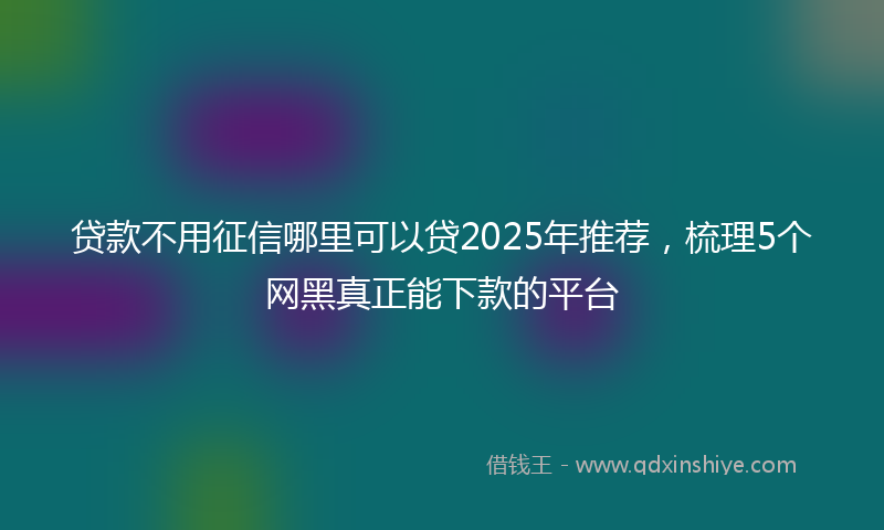 贷款不用征信哪里可以贷2025年推荐，梳理5个网黑真正能下款的平台