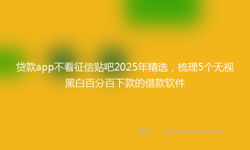 贷款app不看征信贴吧2025年精选，梳理5个无视黑白百分百下款的借款软件