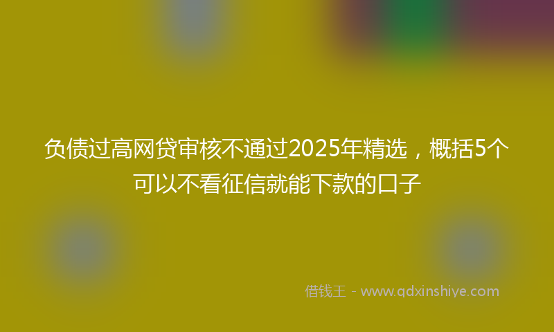 负债过高网贷审核不通过2025年精选，概括5个可以不看征信就能下款的口子