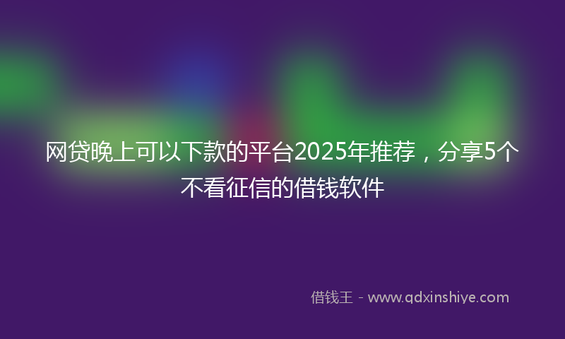 网贷晚上可以下款的平台2025年推荐，分享5个不看征信的借钱软件