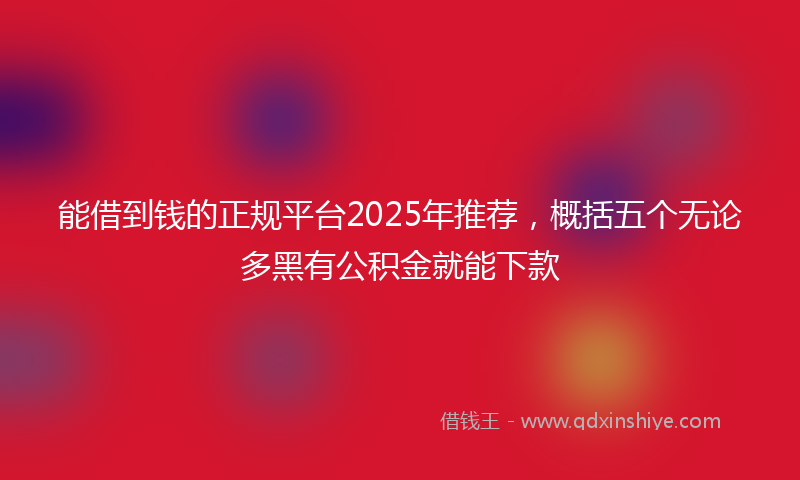 能借到钱的正规平台2025年推荐，概括五个无论多黑有公积金就能下款
