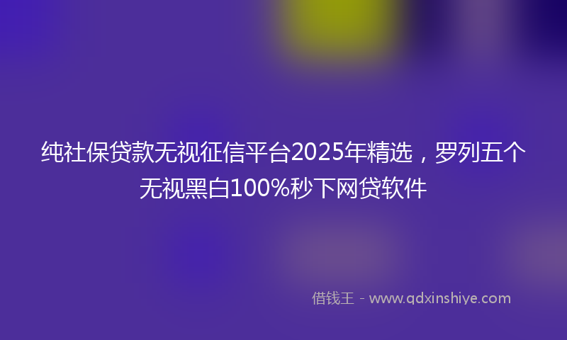 纯社保贷款无视征信平台2025年精选，罗列五个无视黑白100%秒下网贷软件