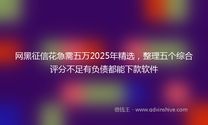 网黑征信花急需五万2025年精选，整理五个综合评分不足有负债都能下款软件
