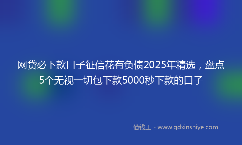 网贷必下款口子征信花有负债2025年精选，盘点5个无视一切包下款5000秒下款的口子
