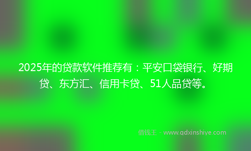 2025年的贷款软件推荐有：平安口袋银行、好期贷、东方汇、信用卡贷、51人品贷等。