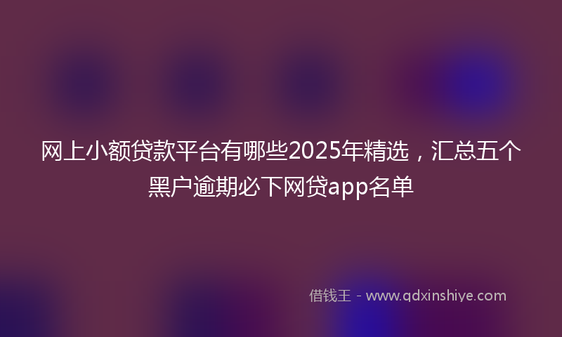 网上小额贷款平台有哪些2025年精选，汇总五个黑户逾期必下网贷app名单