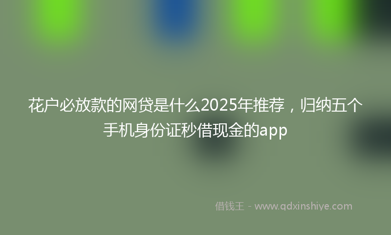 花户必放款的网贷是什么2025年推荐，归纳五个手机身份证秒借现金的app