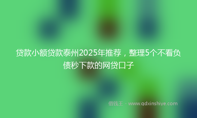 贷款小额贷款泰州2025年推荐，整理5个不看负债秒下款的网贷口子