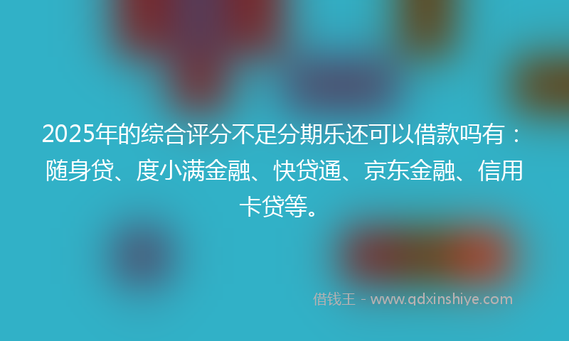 2025年的综合评分不足分期乐还可以借款吗有：随身贷、度小满金融、快贷通、京东金融、信用卡贷等。